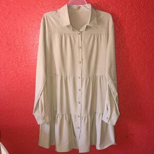 Elegant Cream Button-Down Dress